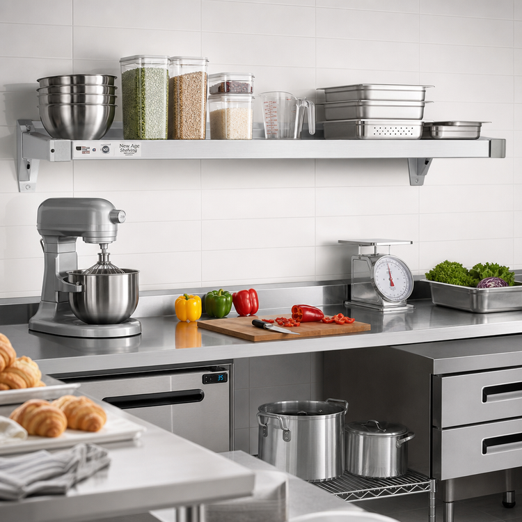 Product image #3 for New Age 1572HD Adjust-A-Shelf H.D. Series Wall-Mounted Aluminum Shelf, 72 x 15 Inches, 2000 lb Capacity
