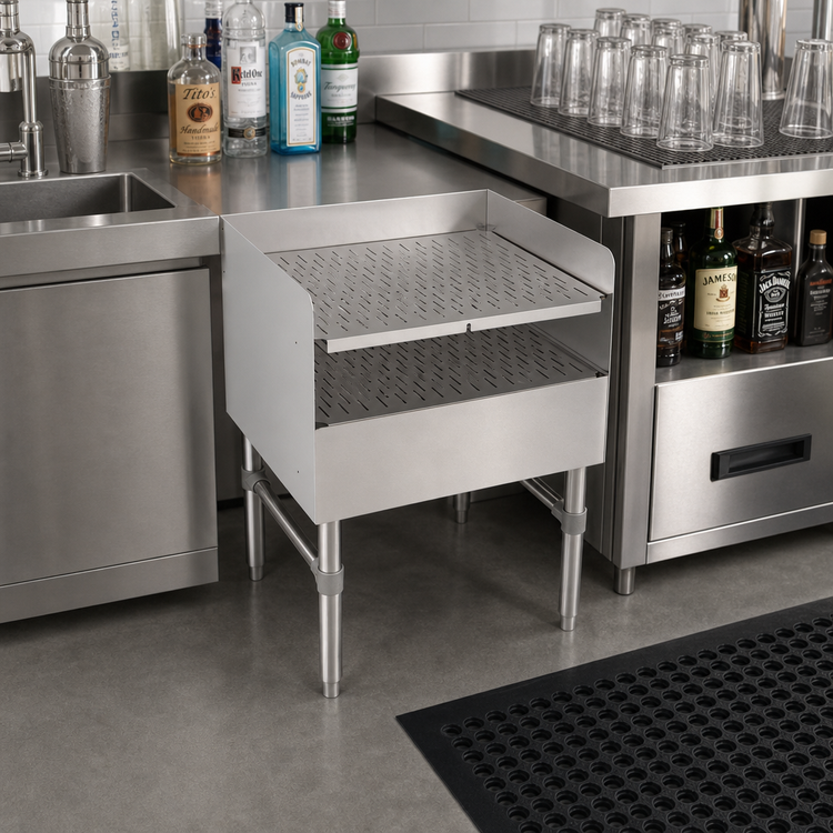 Product image #3 for John Boos Recessed Freestanding Underbar Drainboard, 12 x 21 Inch, Stainless Steel
