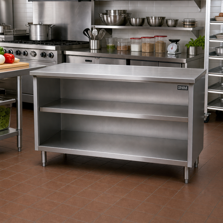 Product image #2 for Eagle Spec-Master Open Front Plate Cabinet, 60W x 18D, Stainless Steel Top, Body, Shelf & Legs