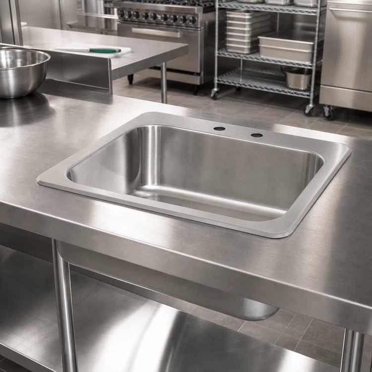 Product image #2 for BK Resources DDI-2016824 Deep Drawn Drop-In Sink, 1 Compartment, 23 x 21 x 8 in.