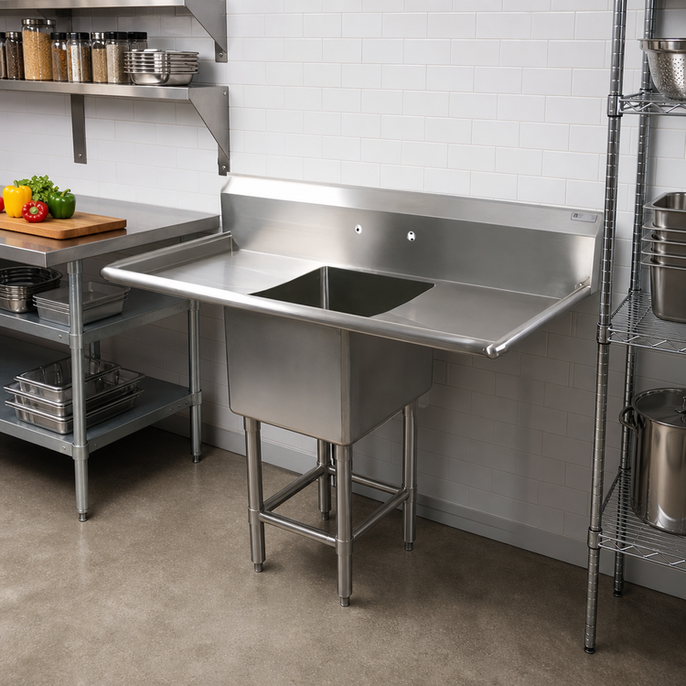 Product image #2 for John Boos Pro-Bowl 1-Compartment Stainless Steel Sink with Left and Right Drainboards, 69-1/4-Inch Wide