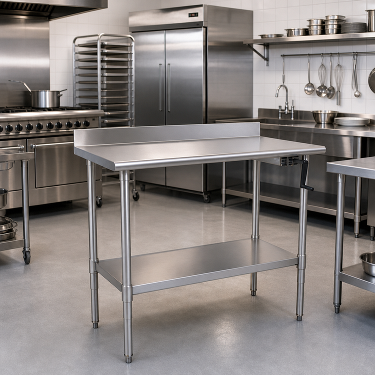Product image #2 for Eagle AdjusTable ADA/Ergonomic Height Adjustable Stainless Steel Work Table with Backsplash and Undershelf, 48 x 24 Inches