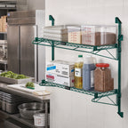 Thumbnail image #2 for Quantum WC34-CB1424P Wall-Mounted Cantilever Double-Shelf Wire Shelving Unit, 24 x 14 x 34 Inches, Green Epoxy Finish