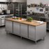 Thumbnail image #2 for BK Resources Hard Maple Top Chef Table with Stainless Steel Cabinet Base and Hinged Doors, 96 x 36 x 34-3/4 Inches