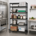 Thumbnail image #2 for Quantum 36W x 18D x 86H Stationary Wire Shelving Starter Kit, 5 Shelves, Black Epoxy Finish