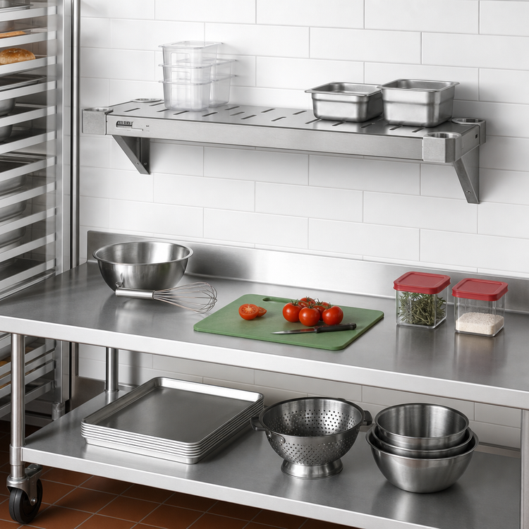 Product image #3 for Quik-Set Solid Shelf with Louvered Top, 54-Inch x 18-Inch, 304 Stainless Steel