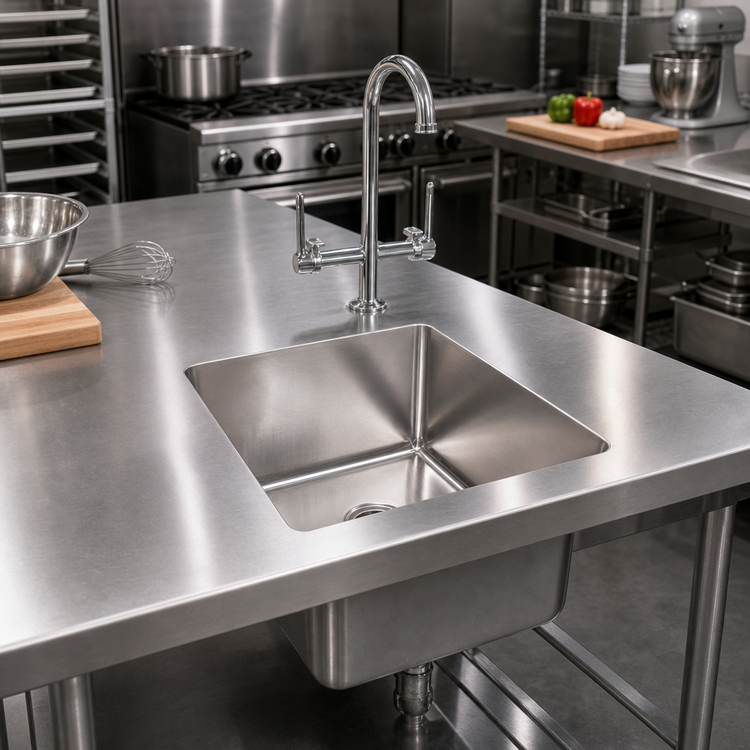 Product image #2 for John Boos Single-Compartment Weld-In Undermount Sink, 16 x 20 x 14 in., 14-Gauge Type 300 Stainless Steel