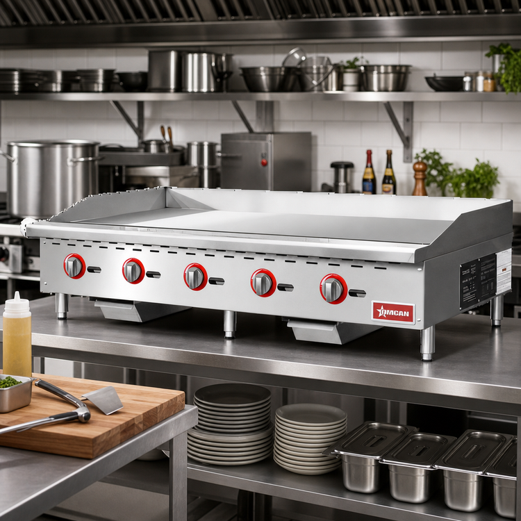 Product image #2 for Omcan 60-Inch Countertop Natural Gas Commercial Griddle with 5 Burners
