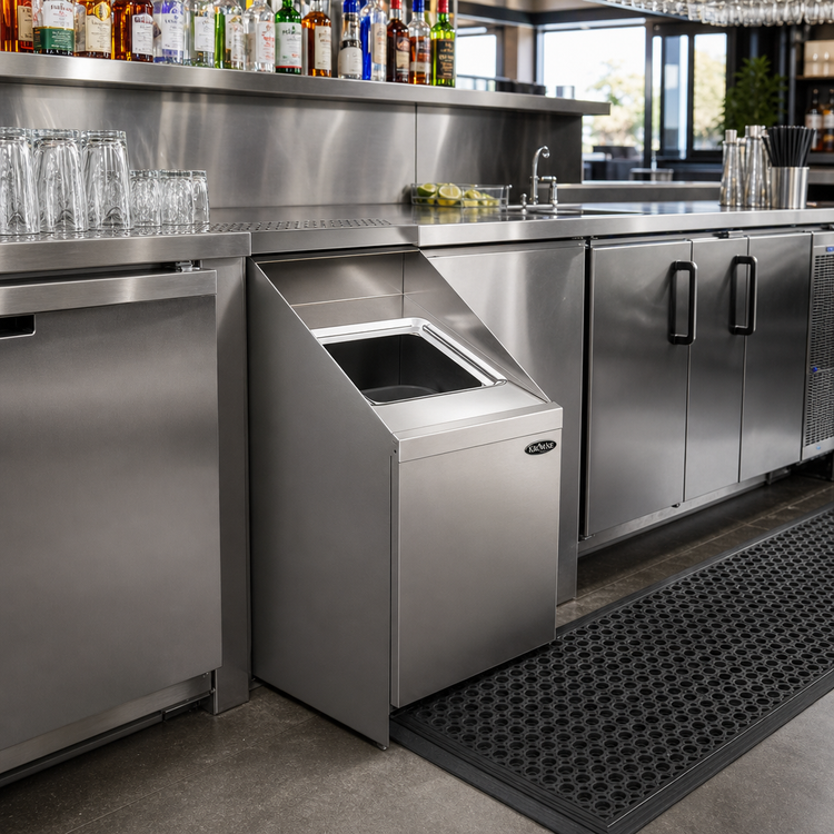 Product image #2 for Krowne Royal Series 12-Inch x 24-Inch Underbar Trash Station, Stainless Steel, No Legs