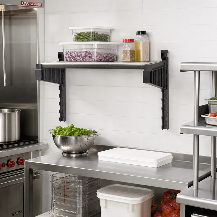 Product image #2 for Cambro Camshelving Elevation 21-Inch x 42-Inch Vented Wall Shelf Kit with 15-Inch Uprights, Brushed Graphite