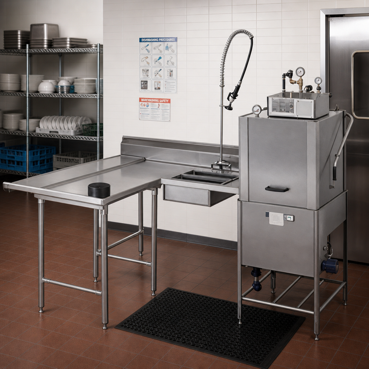 Product image #2 for Spec-Master SDTLR-72-14/3 72" Island Soiled Dishtable with 20" Pre-Rinse Sink