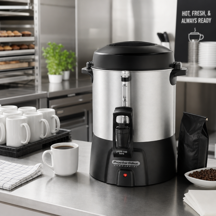 Product image #2 for Proctor-Silex Commercial 40-Cup Coffee Urn, Single-Wall Insulated, Brushed Aluminum, 120V