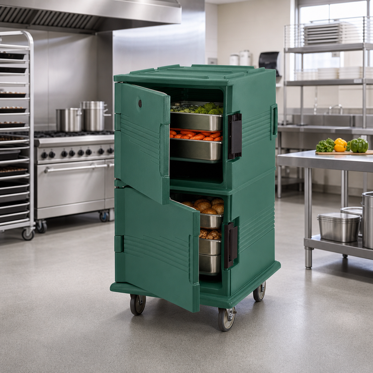 Product image #3 for Cambro Ultra Camcart Double-Compartment Front-Loading Insulated Food Pan Carrier, 120 Qt Capacity, Heavy-Duty Casters