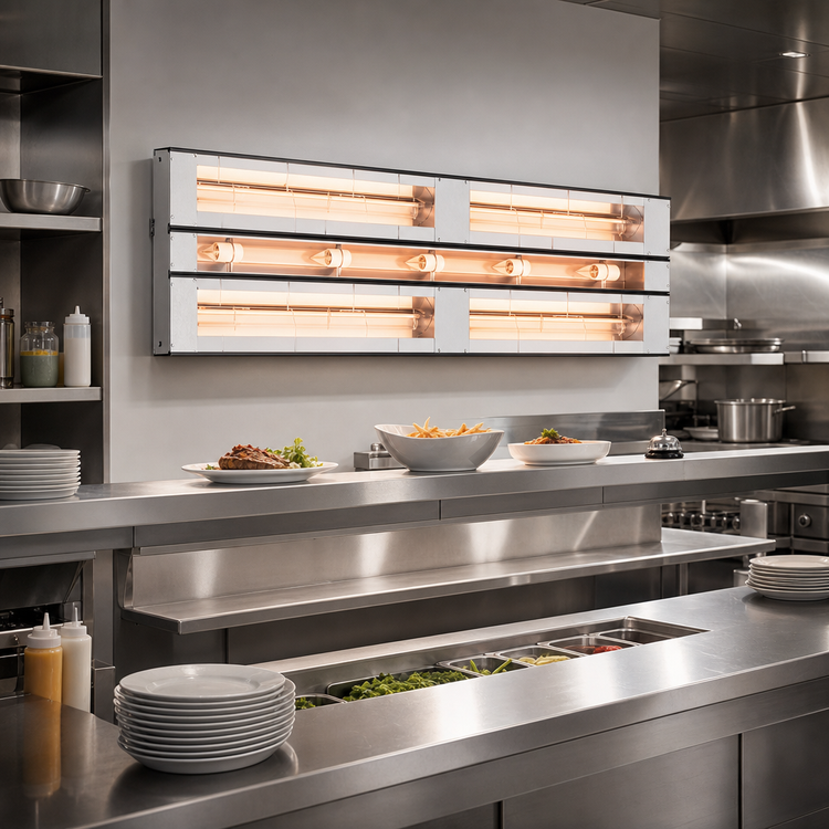 Product image #2 for Hatco Glo-Ray 60-Inch Lighted Dual Infrared Strip Heater, 3-Inch Spacer, Aluminum, 3700 Watts