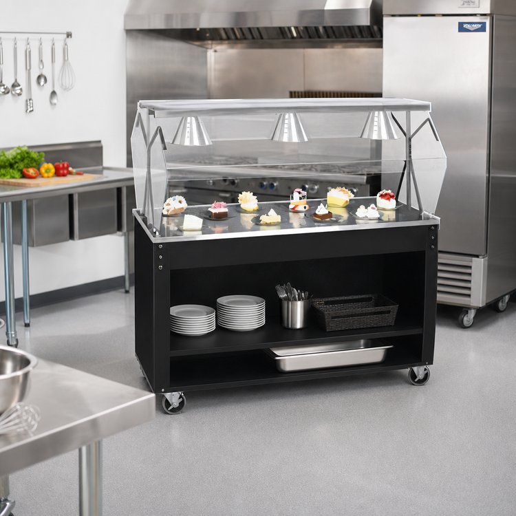 Product image #2 for Vollrath 2-Series Affordable Portable 46-Inch Mobile Utility Station with Buffet Breath Guard and Open Storage Base