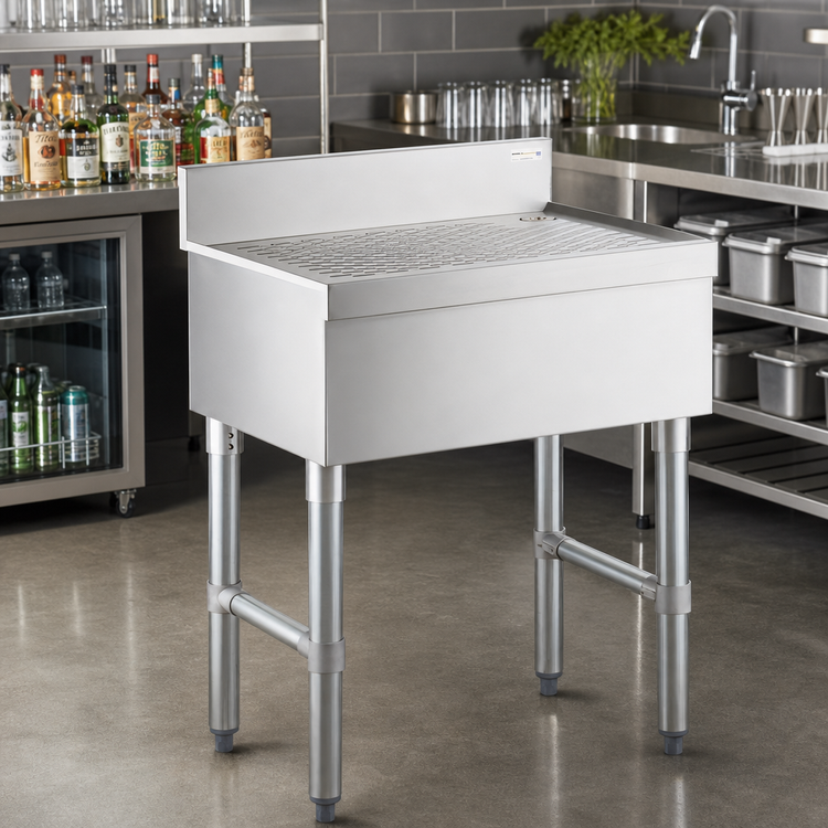 Product image #2 for Steel Works Stainless Freestanding Underbar Drain Board, 48 x 18 x 34 Inches, 4-Inch Splash