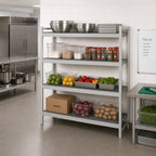 Thumbnail image #2 for Fermod Fermostock 4R68A66 4-Tier Stationary Starter Polymer Shelving Unit, 68"W x 14"D x 66"H, Gray