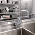 Thumbnail image #2 for BK Resources Evolution Series 4-Inch Deck Mount Stainless Steel Manual Faucet with 18-Inch Double Jointed Swing Spout