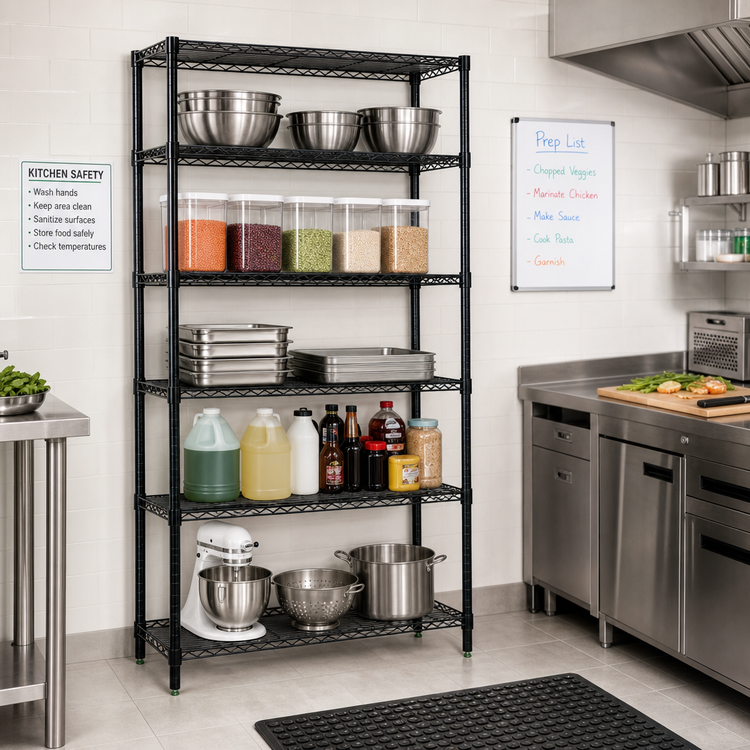 Product image #2 for Quantum 5-Shelf Wire Shelving Starter Kit, 54 in. W x 14 in. D x 63 in. H, Black Epoxy