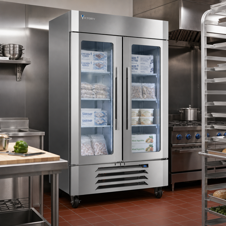 Product image #3 for UltraSpec™ Series LSF49HC-1-IQ Two-Section Glass Door Merchandiser Freezer with V-Core™
