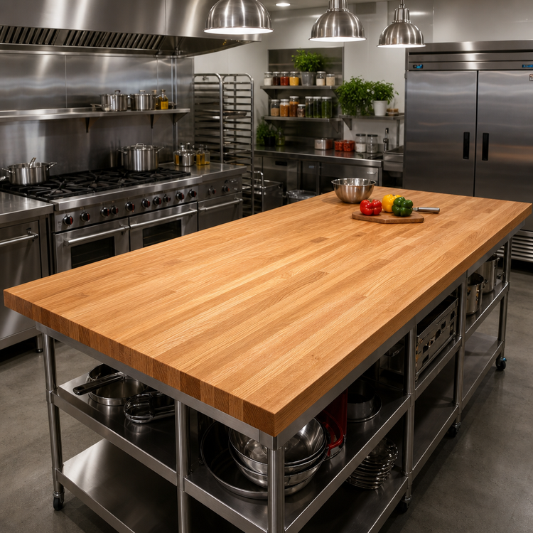 Product image #2 for Appalachian Red Oak Blended Edge Grain Island Countertop, 120 x 48 Inch, Varnique Finish