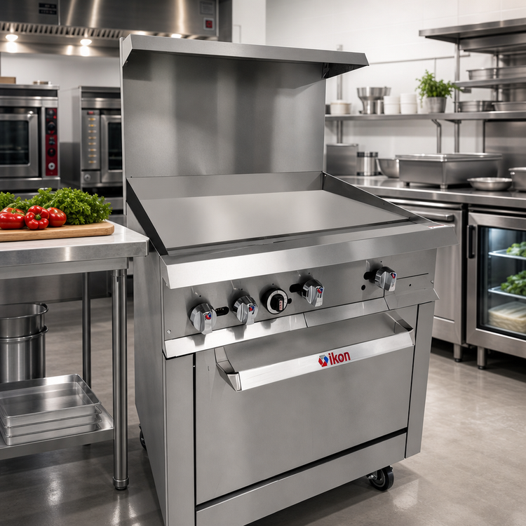 Product image #2 for IKON Cooking 36-Inch Natural Gas Commercial Range with 36-Inch Griddle and Standard Oven