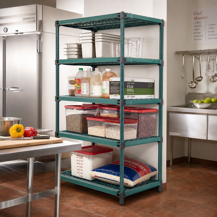 Product image #2 for Eagle QuadPLUS 5-Tier Stationary Starter Wire Shelving Unit, 48 x 18 x 74 Inches, Hybrid Epoxy Finish