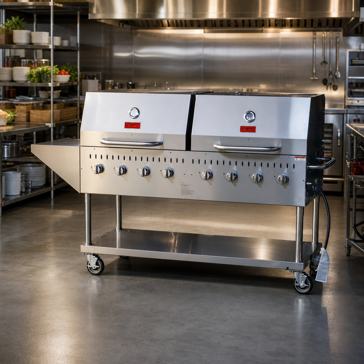 Product image #2 for Outdoor Propane BBQ Grill with 8 Burners, 2 Roll Domes, and 304 Stainless Steel Construction