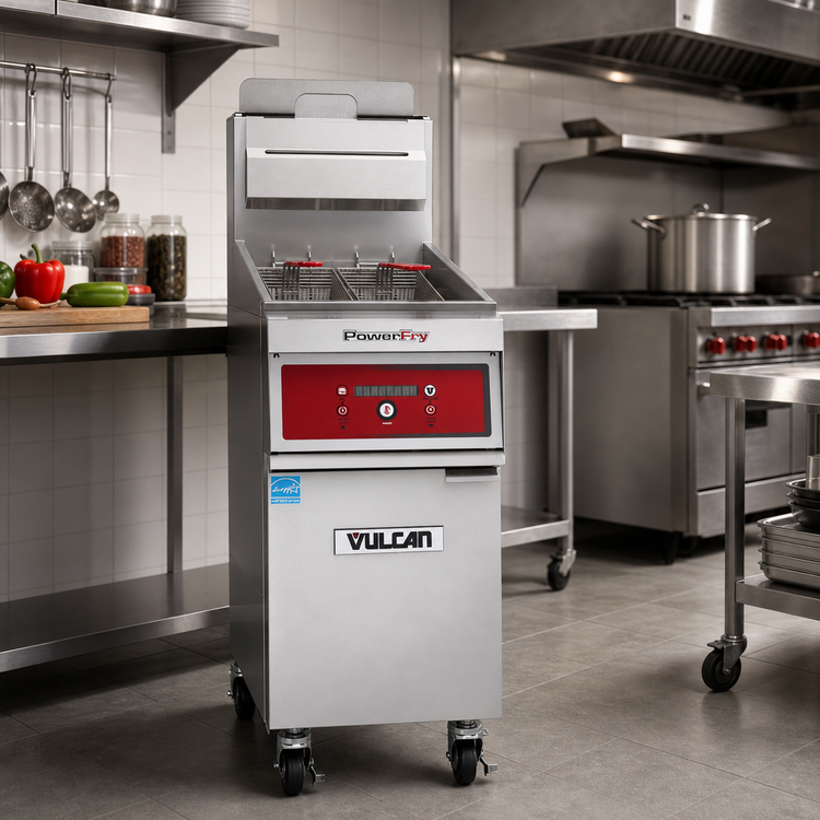 Product image #3 for Vulcan PowerFry3 Freestanding Gas Fryer with Built-In Filter, 45-50 lb Capacity, 15-1/2 Inch Wide