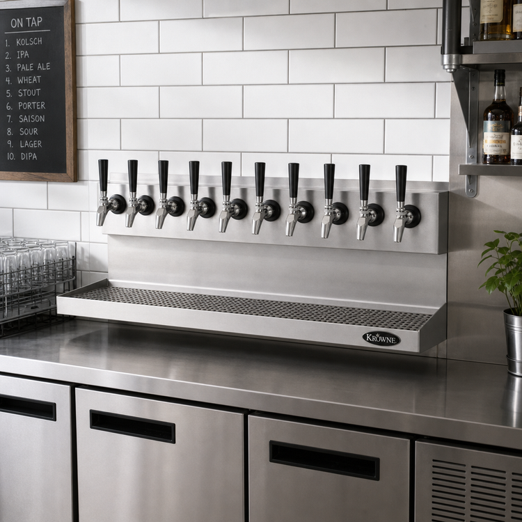 Product image #2 for Krowne 30-Inch Wall-Mount 10-Faucet Glycol-Cooled Beer Tower with Drip Tray