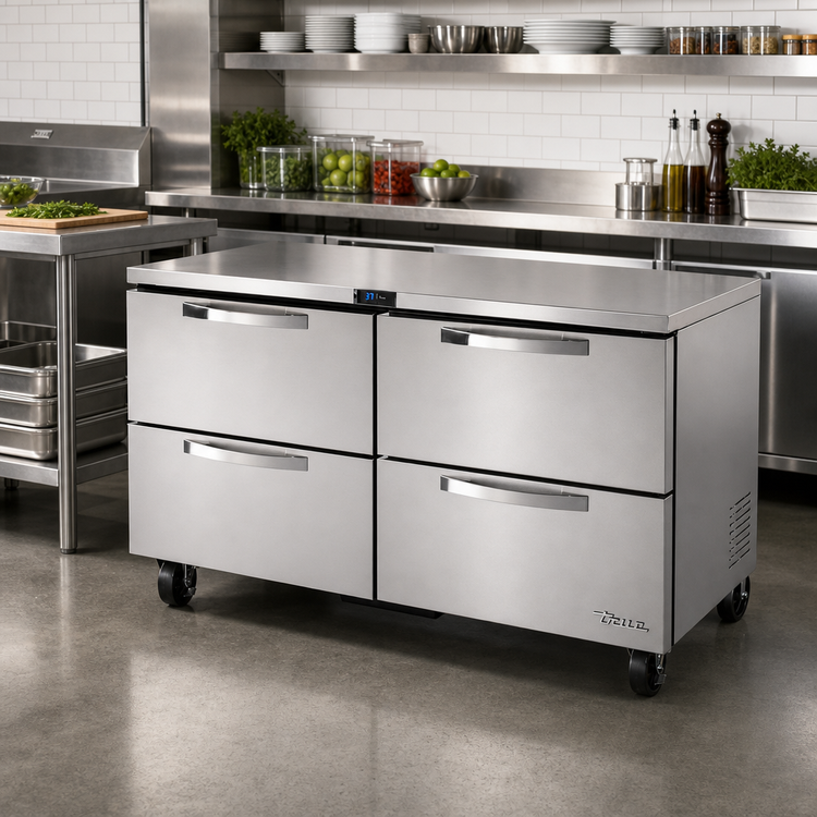 Product image #2 for True SPEC Series 60-Inch 2-Section Four-Drawer Undercounter Refrigerator with Stainless Steel Top