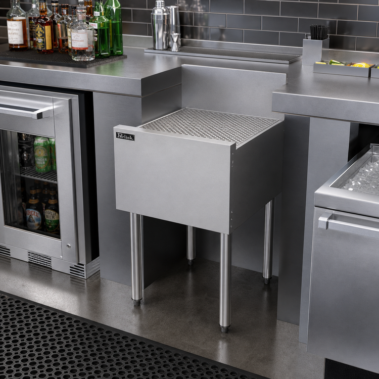 Product image #3 for Perlick Top Shelf 19-Inch Wide Underbar Stainless Steel Drainboard with Backsplash
