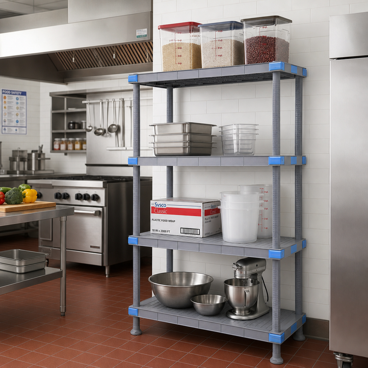 Product image #2 for Quantum Millenia 36" W x 24" D x 74" H Polymer Stationary Starter Shelving Unit with 4 Solid Shelves