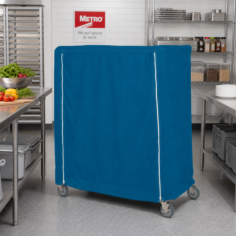 Product image #2 for Metro Queen Mary & Banquet Cart Cover, 60 x 21 x 62 Inches, Uncoated Nylon, Mariner Blue