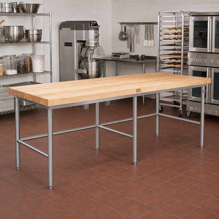 Product image #2 for John Boos Stainless Steel Baker's Table Frame for 96 Inch W x 60 Inch D Top