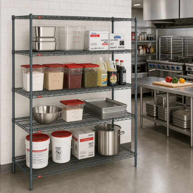 Product image #2 for Metro Super Erecta Convenience Pak 4-Shelf Wire Shelving Unit, 48"W x 18"D x 74"H, Metroseal 3 Finish