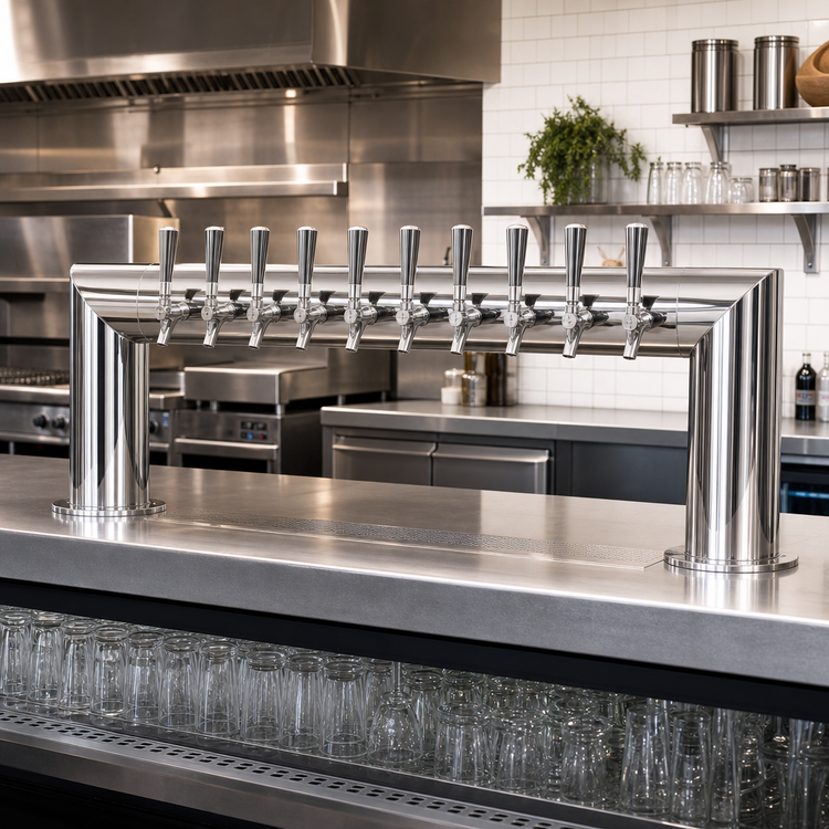 Product image #2 for Micro Matic Pass-Thru Countertop 10-Faucet Air-Cooled Draft Beer Tower with Polished Stainless Steel Finish