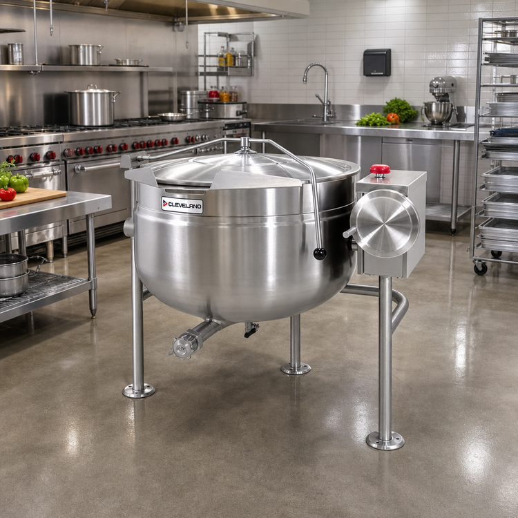 Product image #2 for Cleveland Range Short Series 40-Gallon Direct Steam Tilting Steam Jacketed Kettle