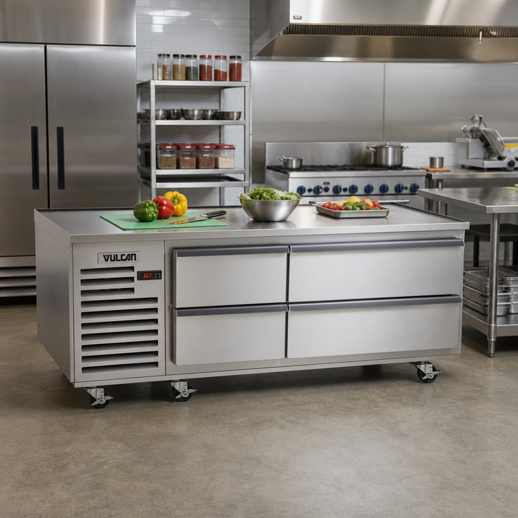 Product image #3 for Vulcan Achiever ARS96 96-Inch Self-Contained 6-Drawer Refrigerated Base with Marine Edge Top