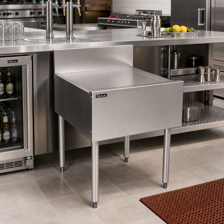 Product image #3 for Perlick Top Shelf TSF Series Freestanding Underbar Drainboard, 29 x 24 Inches, Stainless Steel, With Backsplash