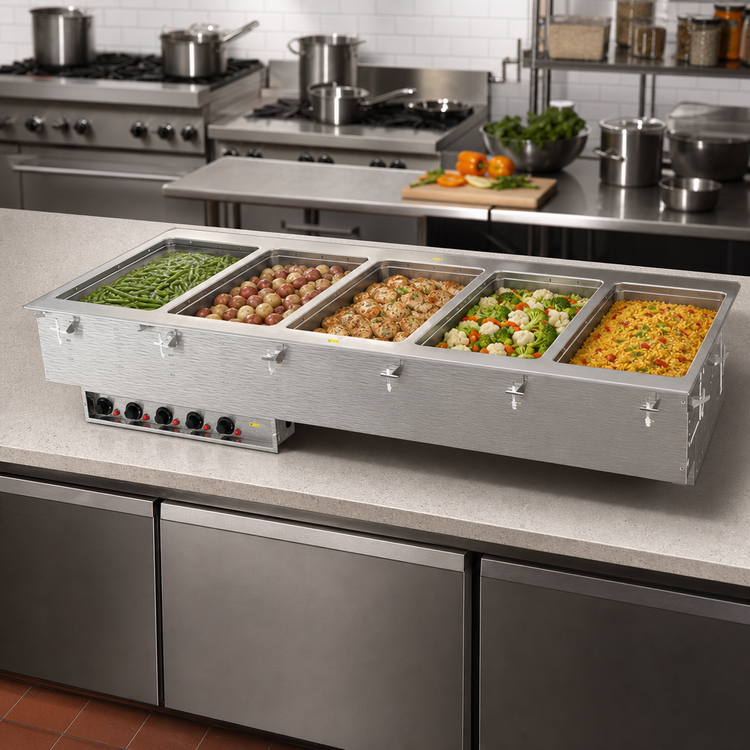 Product image #2 for Vollrath 5-Well Drop-In Electric Hot Food Well, Thermostatic, Wet Operation, 316 Marine Grade Stainless Steel, 208-240V