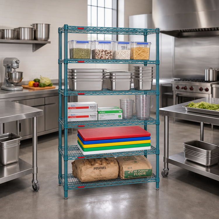 Product image #2 for EagleGard 5-Tier Stationary Wire Shelving Starter Unit, 36 x 18 x 74 Inches, Hybrid Epoxy Finish