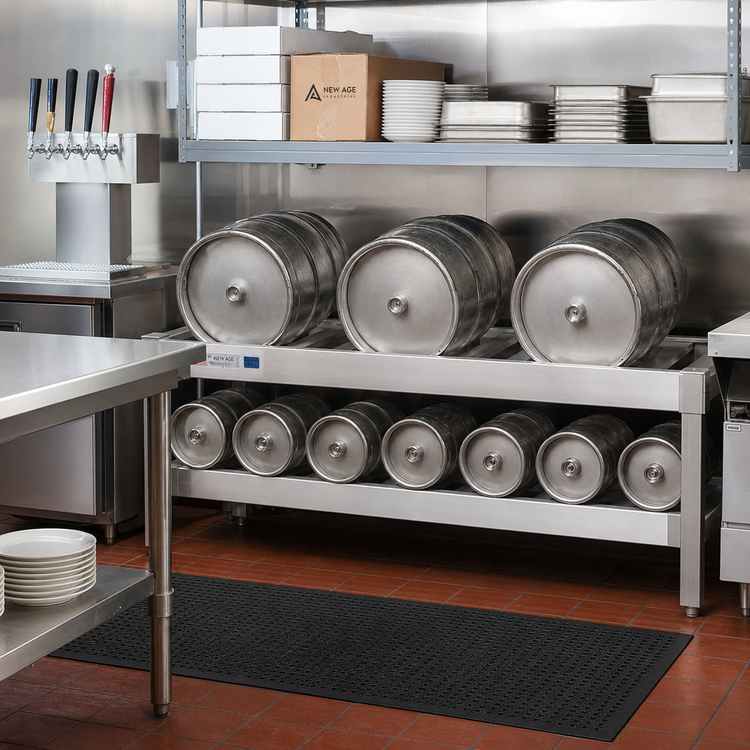 Product image #2 for New Age 60-Inch Aluminum T-Bar Keg Shelf Rack, 3 Half-Barrel or 9 Sixth-Barrel Keg Capacity