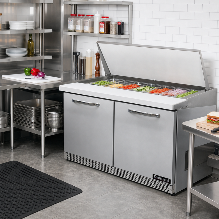 Product image #2 for Mighty Top 48" Two-Section Front Breather Refrigerated Sandwich Prep Table with 18-Pan Capacity