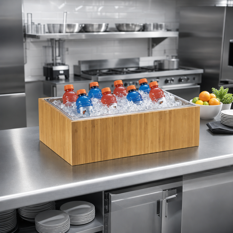Product image #2 for Rectangular Bamboo Ice Housing with Removable Clear Polycarbonate Pan