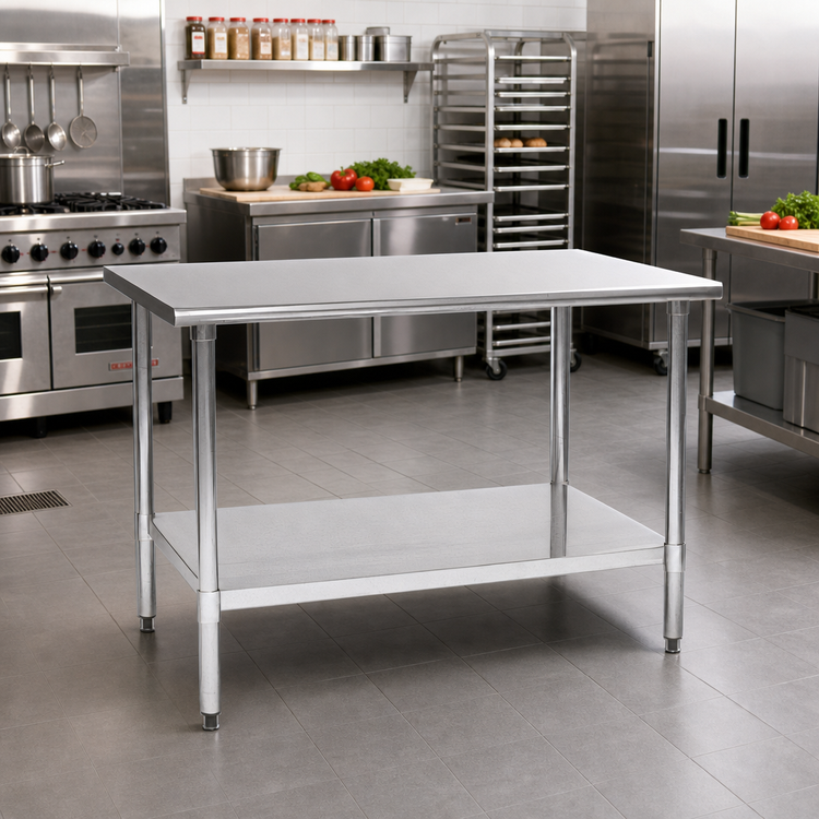 Product image #2 for Spec-Master 60 Inch x 24 Inch Flat Top Stainless Steel Work Table with Adjustable Galvanized Undershelf