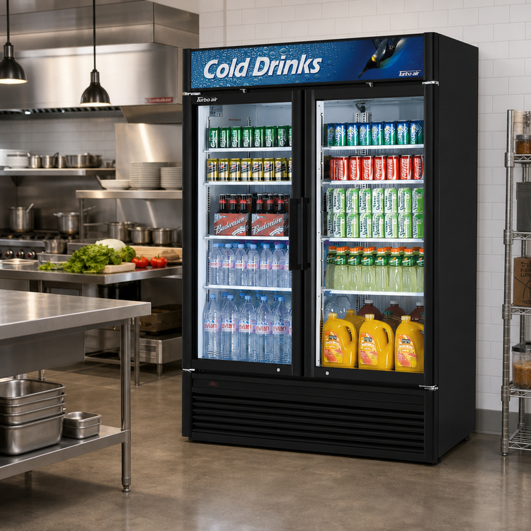 Product image #3 for Turbo Air Super Deluxe 2-Section Glass Door Merchandiser Refrigerator, 41.71 Cu. Ft., Self-Contained Bottom Mount, R290