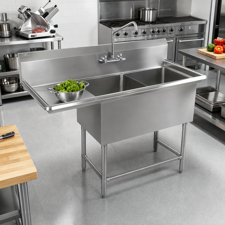 Product image #2 for John Boos Pro-Bowl 2-Compartment Stainless Steel Sink with Left Drainboard, 68-3/16-Inch Wide