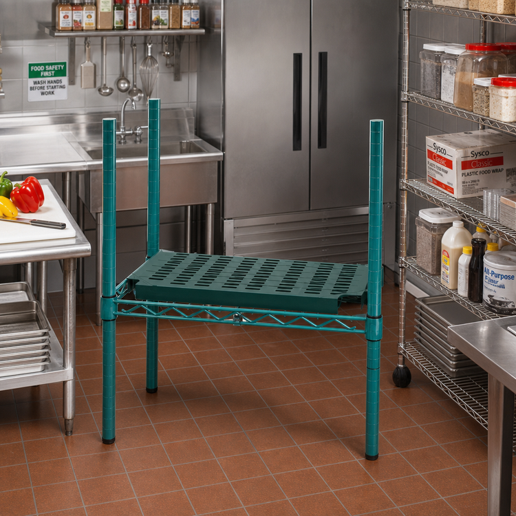 Product image #2 for QuadPlus 30" x 24" Louvered Green Polymer Shelf Mat with Quad-Adjust Wire Frame