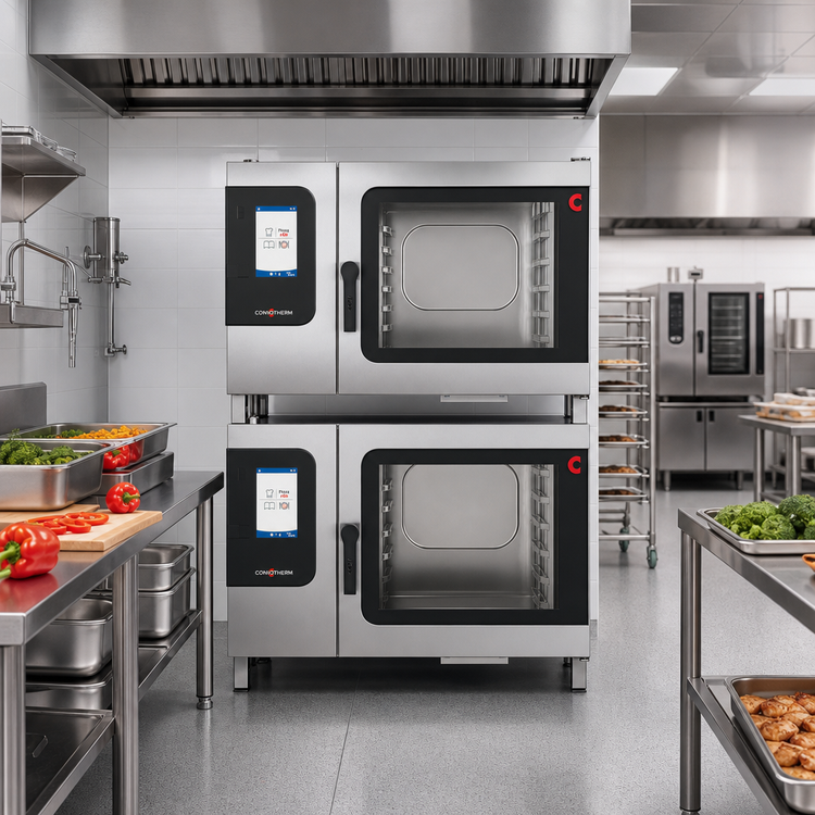 Product image #2 for Convotherm Maxx Pro K-12 School Package Double Stacked Electric Boiler Combi Oven with Disappearing Doors
